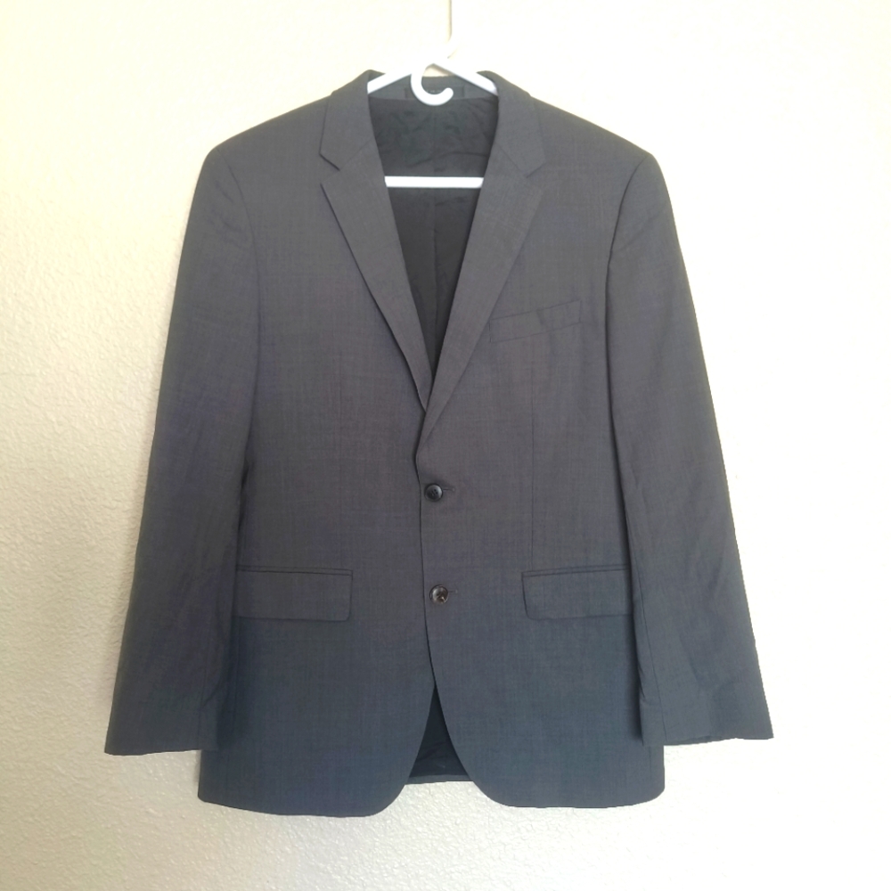 HUGO BOSS men's dress coat/jacket gray 38R‎ 100% virgin wool two buttons